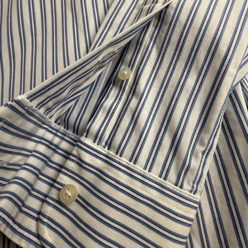 Lauren Ralph Lauren Womens Blue White Striped Stretch Non Iron Button Down Shirt - Picture 5 of 9